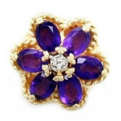 B2307 14K SLD WITH DIAMOND CENTER 6 AMETHYST /FLOWER DESIGN 
